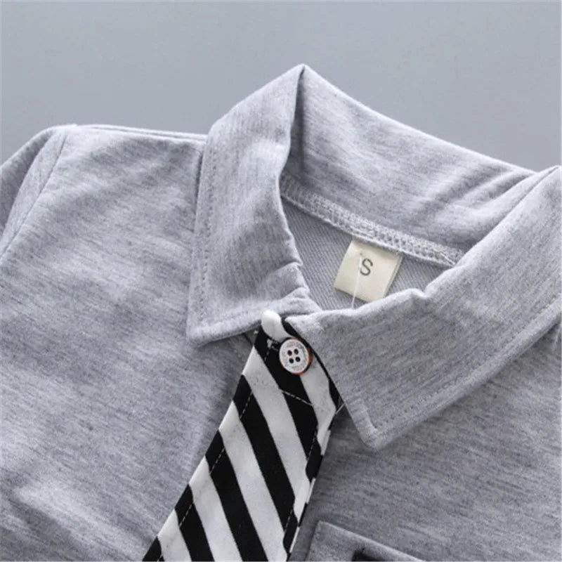 New style two-piece set of stylish spring clothing for small and medium-sized boys men's baby shirt dress children's clothing