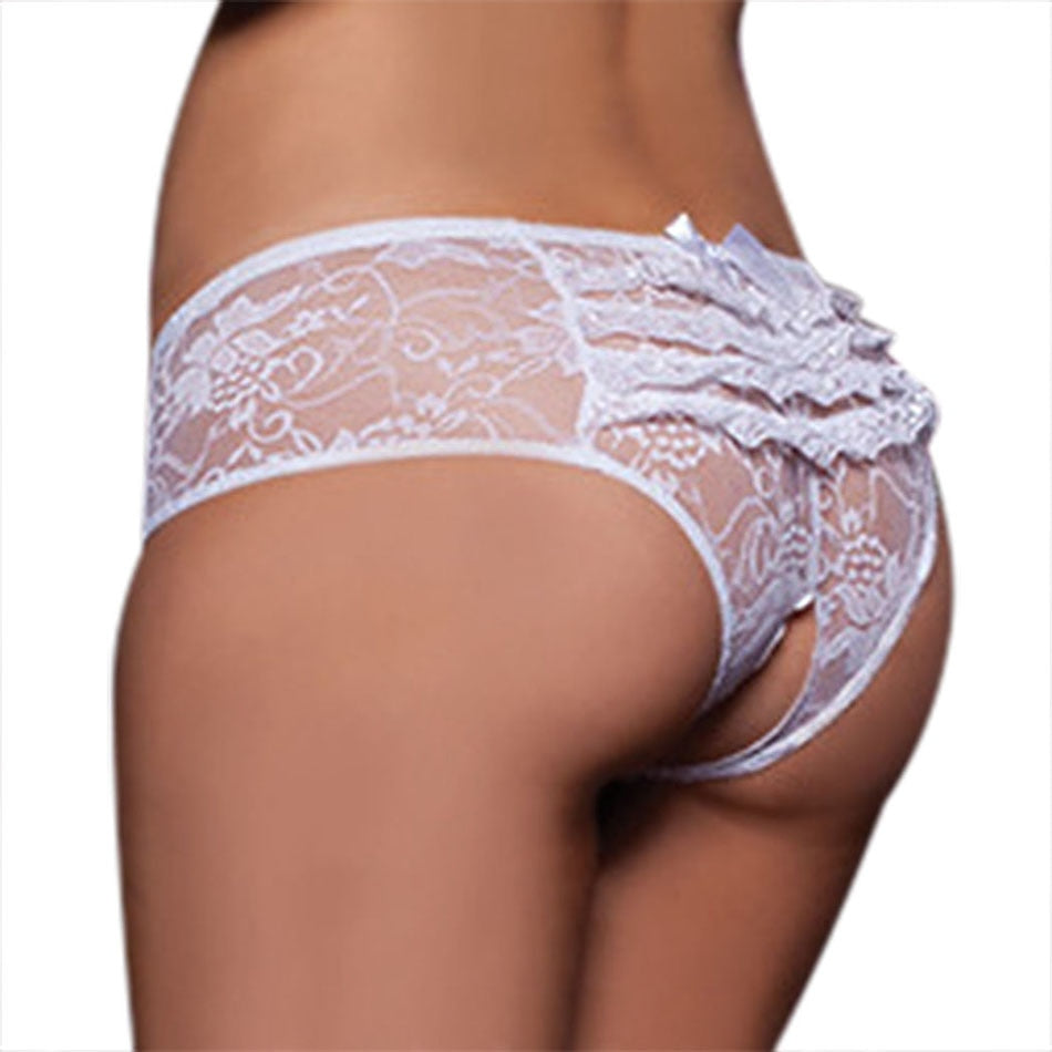 Sexy Women Lingerie briefs Lace Crotchless Lingerie Bowknot Knickers Panties Thong Transparent Lace Underwear 3 Colors