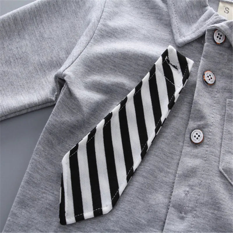 New style two-piece set of stylish spring clothing for small and medium-sized boys men's baby shirt dress children's clothing