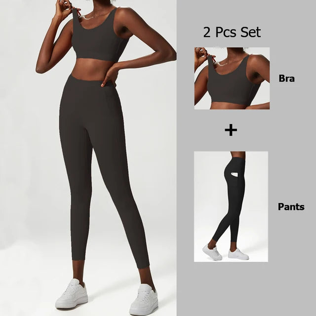 Yoga suit set women's three piece set oversized sports and fitness suit set