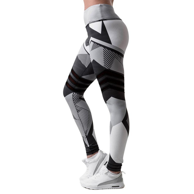 Women Quick Dry Sport Fitness Leggins Geometric Printed Sports Pants Yoga Pants Leggings Tights Trousers For Women