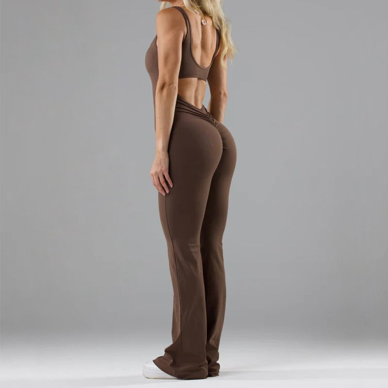 Fashionable tight yoga jumpsuit, casual hollowed out seamless sports slim fit jumpsuit for women