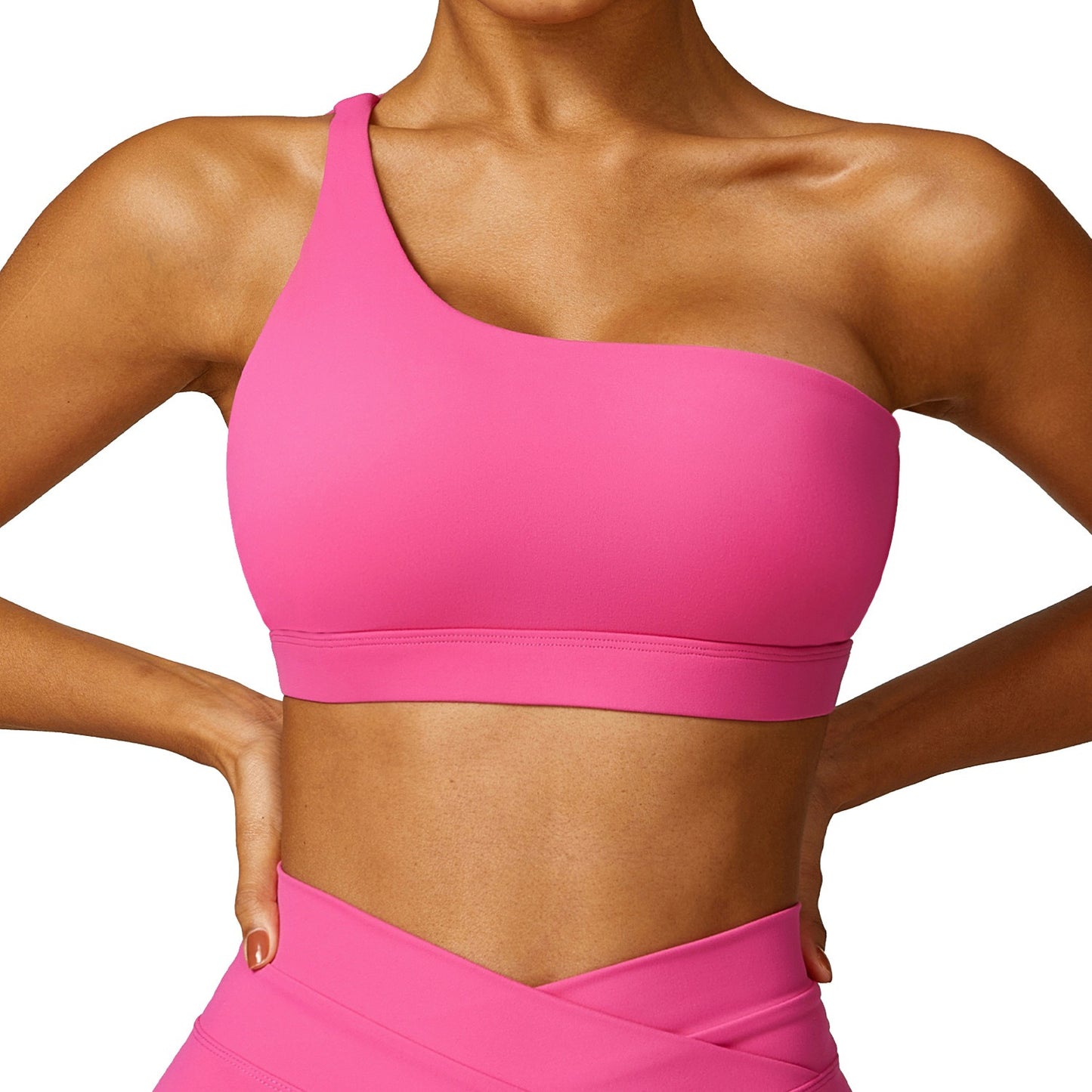 Diagonal shoulder and beautiful back yoga bra, quick drying fitness top, tight yoga suit, running sports bra