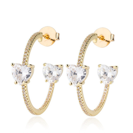 Heart shaped zircon heart earrings