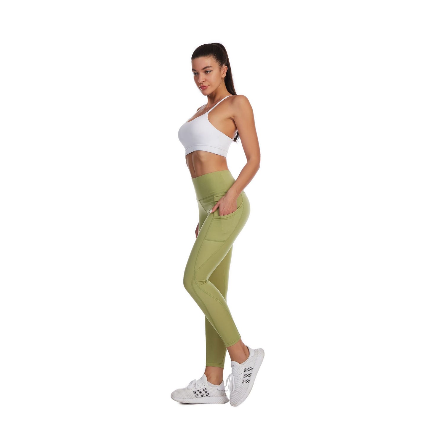 European and American High Waisted, Hip Lifting, Slimming, Fitness, Side Pockets, Sports Bottoming, Yoga Pants For Women