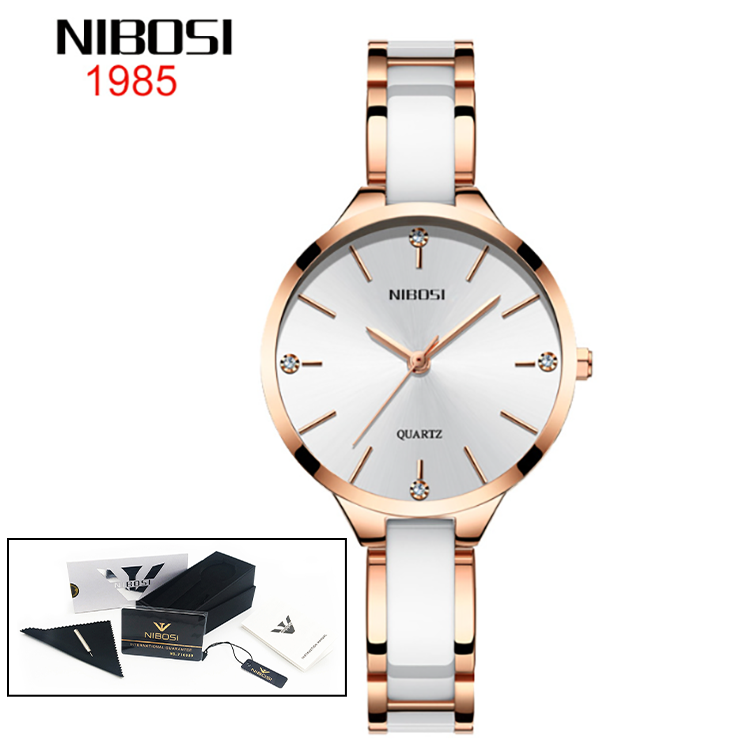 NIBOSI Luxury Ceramic Bracelet Watches Ladies Creative Quartz Watch For Women Female Clock Relogio Feminino Montre Femme 2330