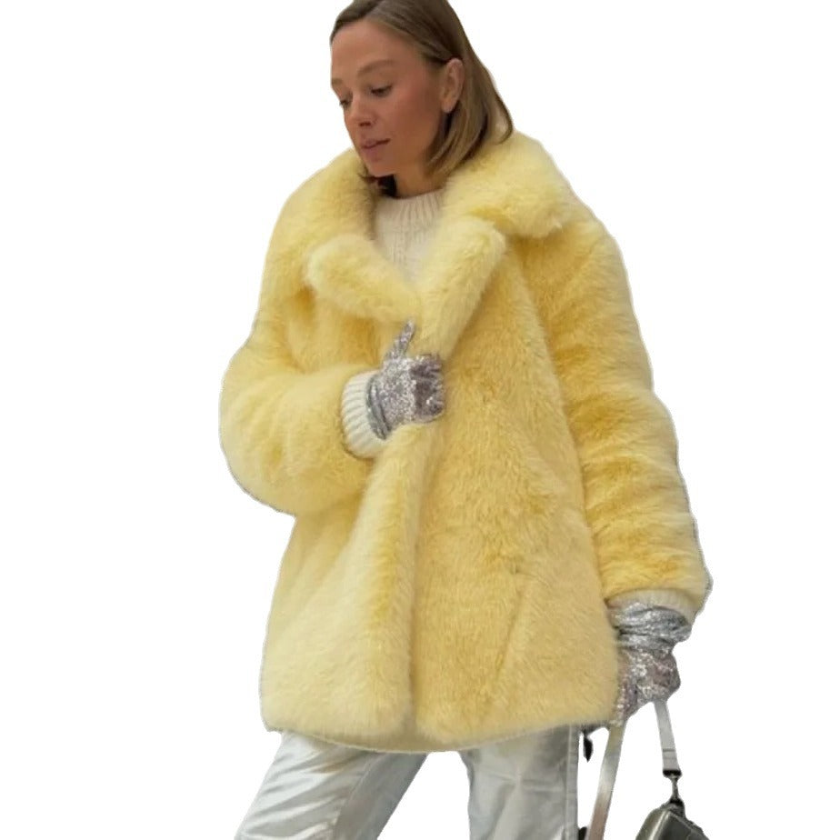 Casual loose fox fur jacket suit collar Toka eco-friendly fur jacket for women