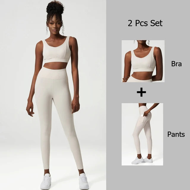 Yoga suit set women's three piece set oversized sports and fitness suit set