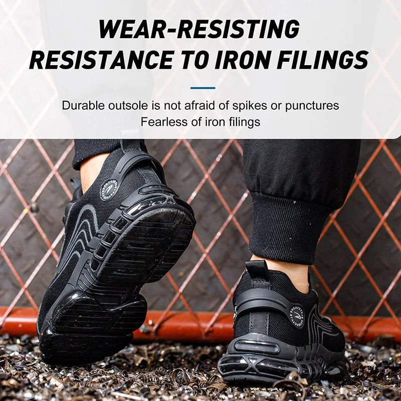 Men's safety shoes with steel toe caps anti smashing and anti piercing breathable lightweight rotating buttons for summer work