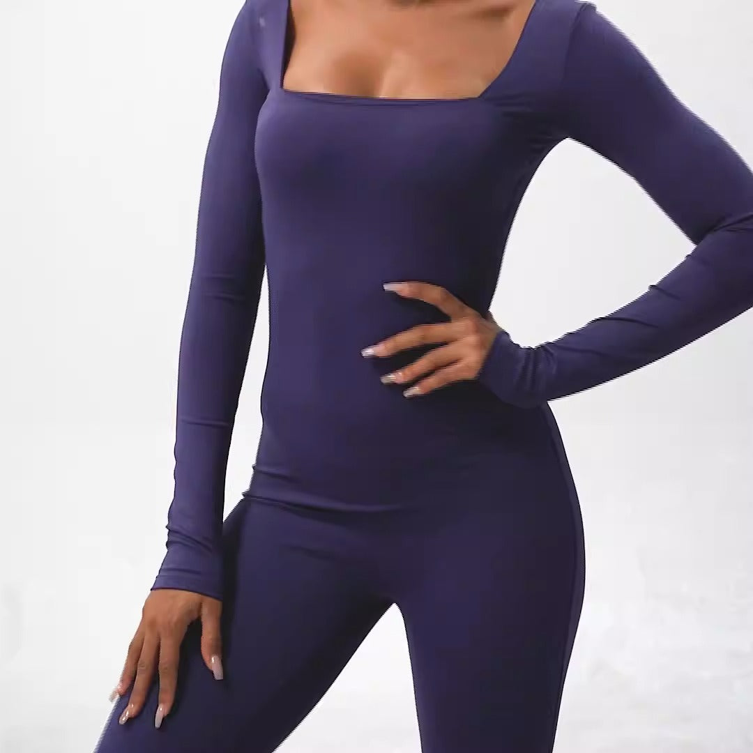 Tight-fitting long-sleeved yoga clothes for women, nude fitness sports quick-drying yoga jumpsuits