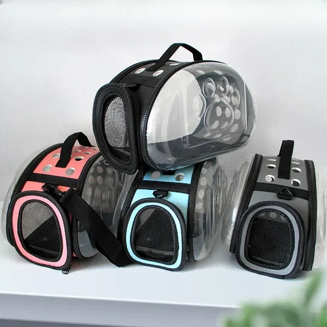 Pet Cat Carrier Bag Foldable Transparent Cage Portable Travel Breathable Cat Transport Bag Basket Backpack Handbag Pet Supplies