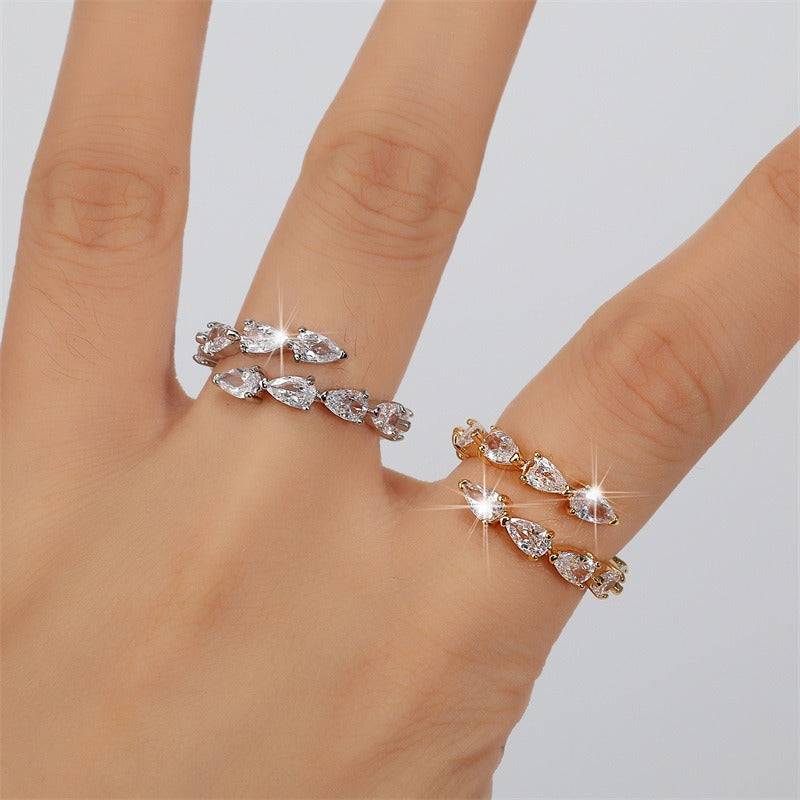 New trendy design niche index finger ring, fashionable personality, high-end feeling, adjustable opening ring