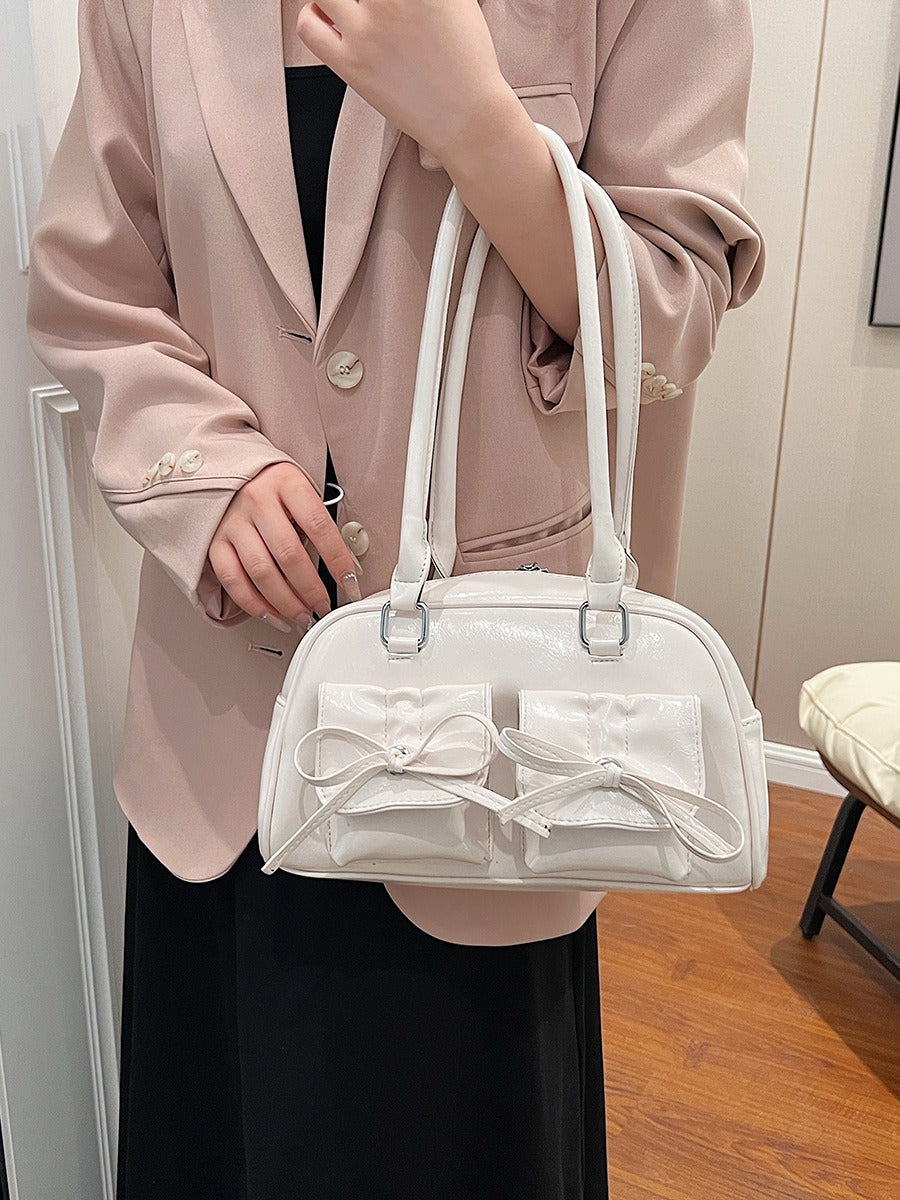 Fashion women's bag new style niche baguette bag handbag shoulder messenger bag bow hot girl armpit bag