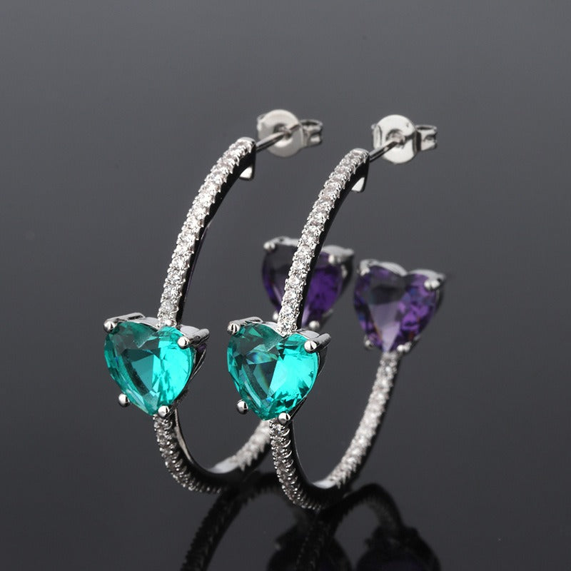 Heart shaped zircon heart earrings