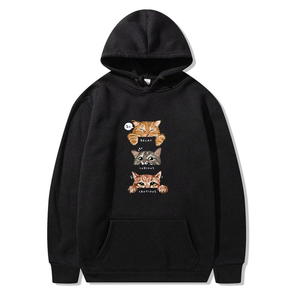 Cute cat, interesting cat print hoodie, men's and women's fashion street pullover, casual hoodie, autumn and winter