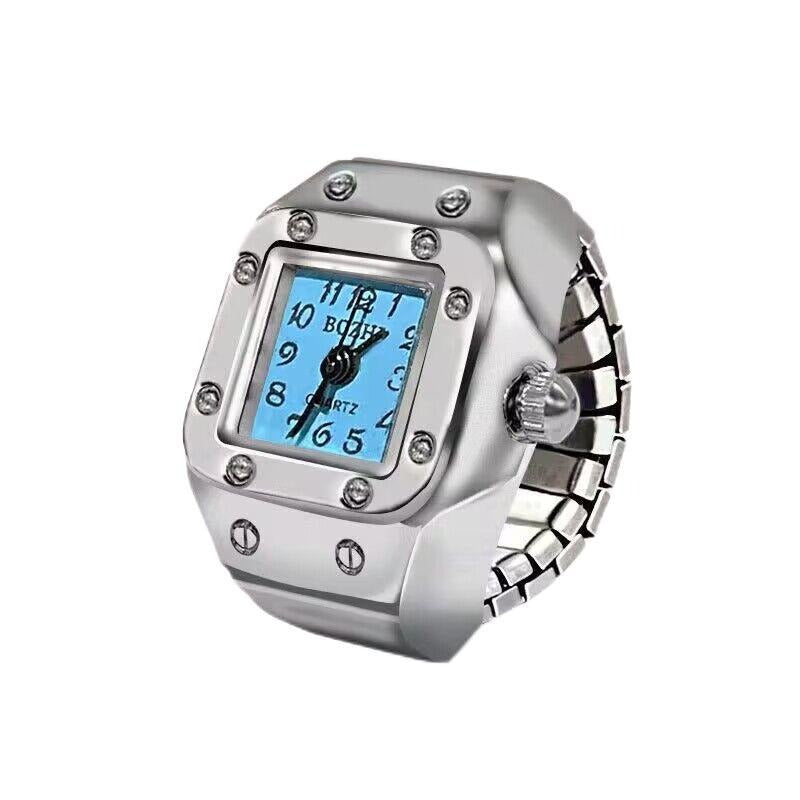 Fashionable and Creative Simple Elastic Square Steel Ring Watch