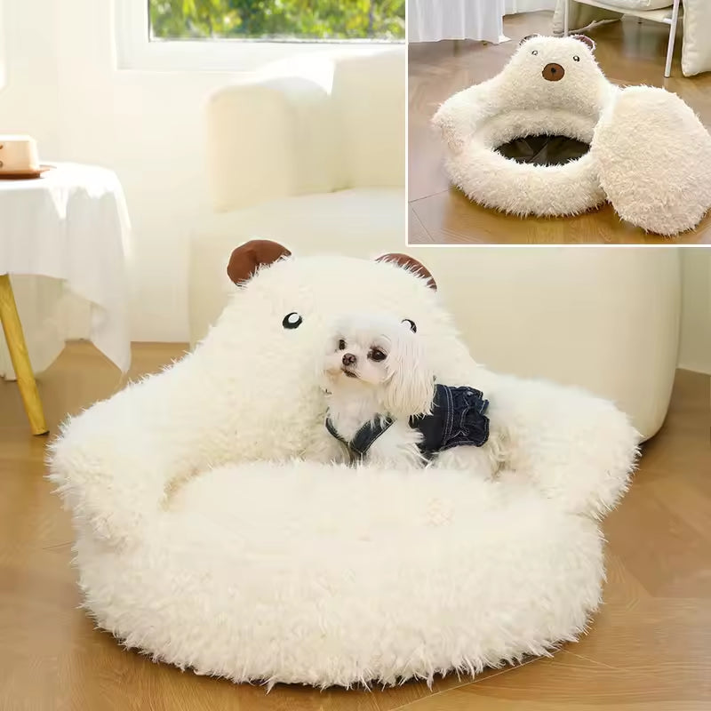 New Winter Cute Alpaca Cat Bed House Nest Warm Comfortable Pet Products Bottom Non-slip Bed For Dog Dog Bed Pet Mats Pads