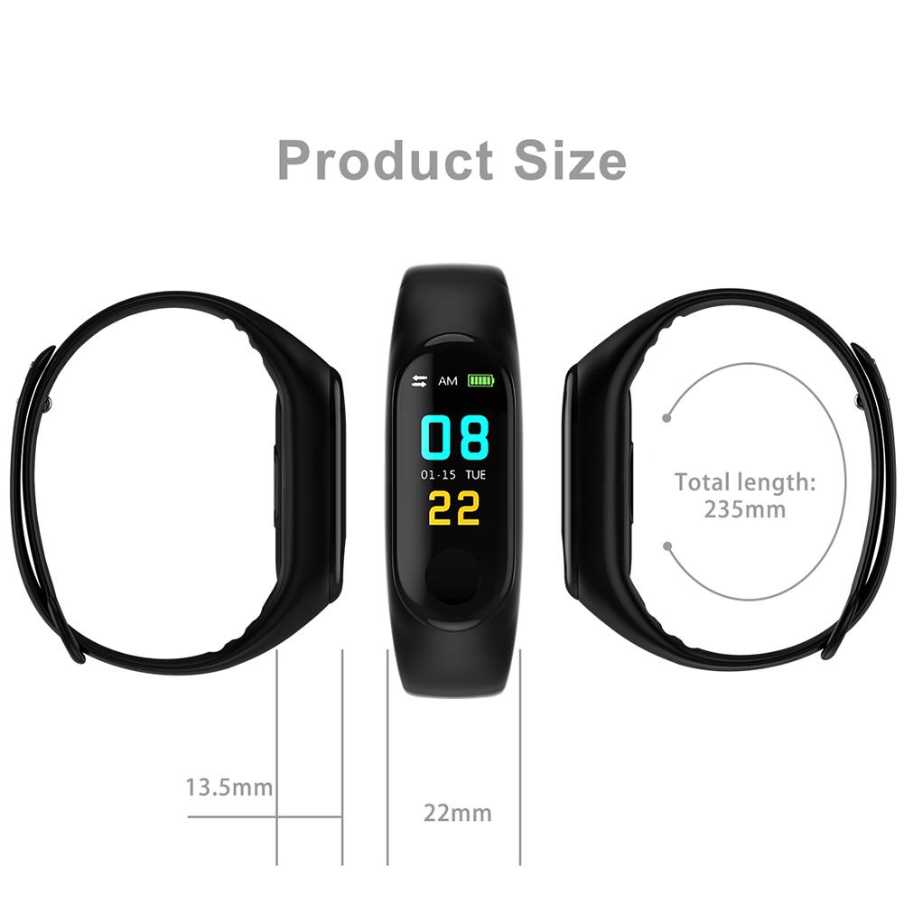 M3 Color Screen Smart Bracelet Motion Heart Rate Blood Pressure Monitoring Sleep Monitoring Waterproof Information Push