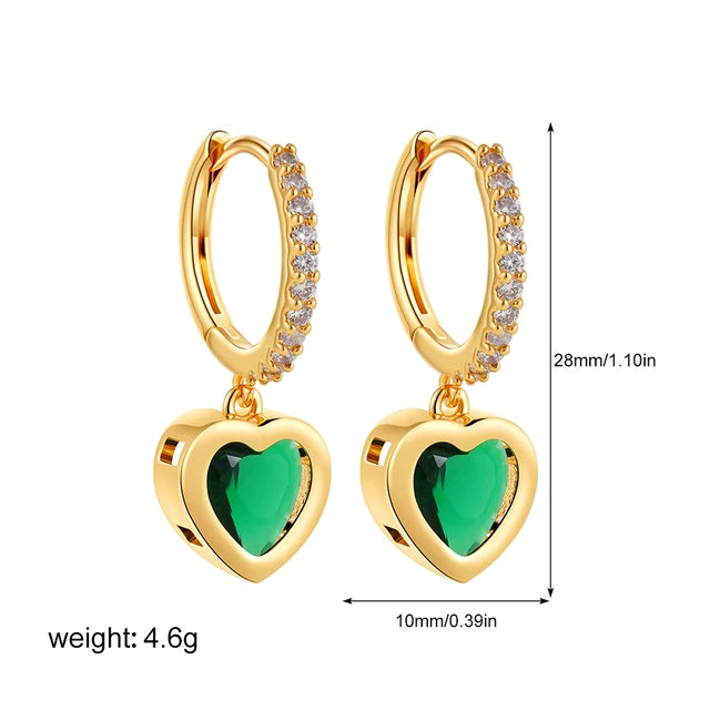 New Trend Waterproof Anti Allergic Metal Geometric Irregular Drop Earrings Gold Plated PVD Chunky Texture Zircon C Ear Stud Hoop