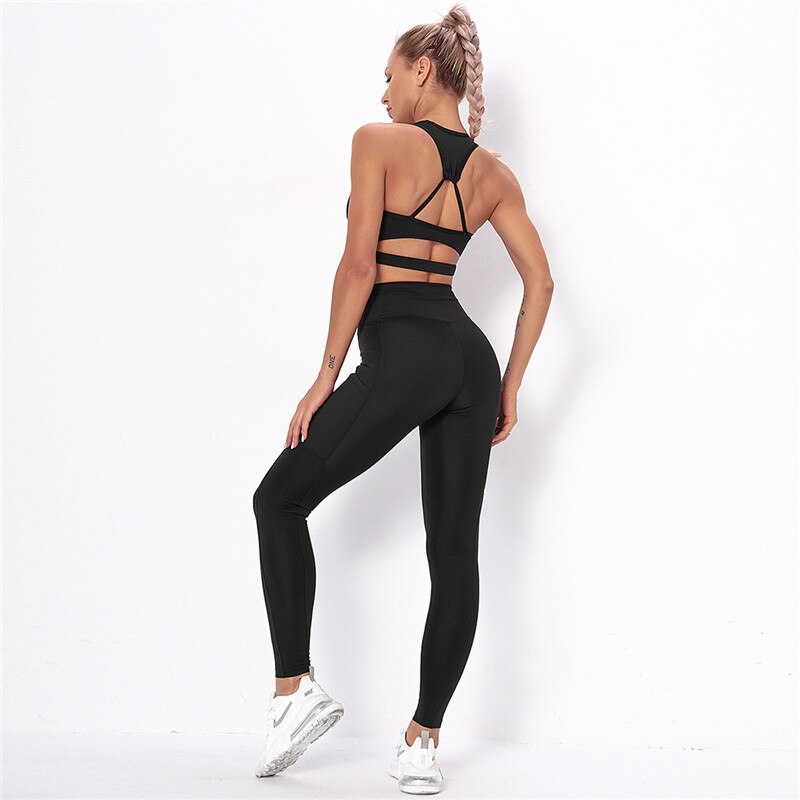 Striped Sports Suits Gym Training Yoga Leggings Sets Women Tracksuits Fitness Outfit Running Workout Sets