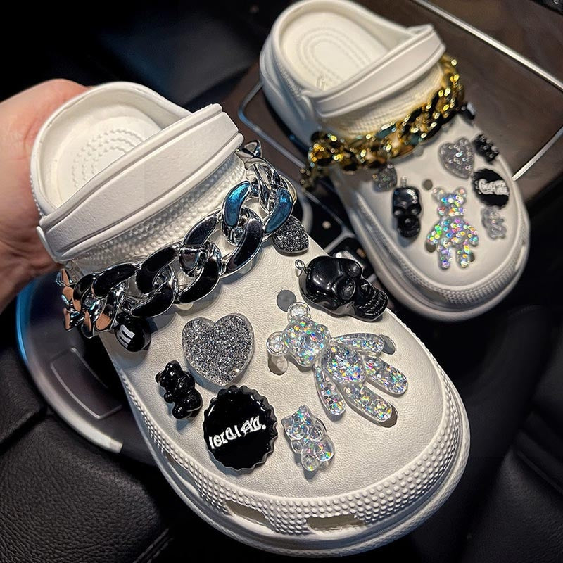 Trendy Rhinestone Croc Charms Designer DIY Quality Women Shoes Charms for JIBS Anime Chain Clogs Buckle Kids Boys Girls Gifts