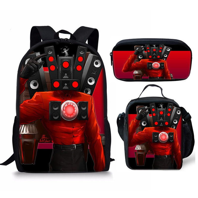 New 3PC-SET Skibidi Toilet Man Backpack Custom Game Peripheral Schoolbags For Primary Secondary School Teenage