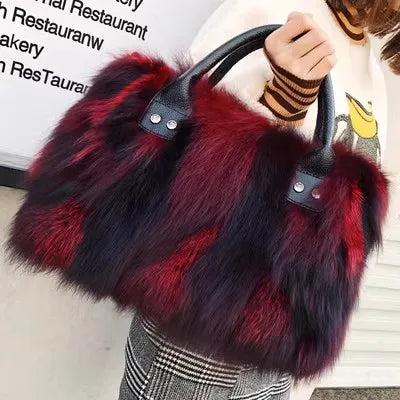 Luxry Real Fox Fur Women Handbags Genuine leather Newest Party Multicolour Bags Fox Fur Ladies Shoulder Bag Gift Crossbody bags