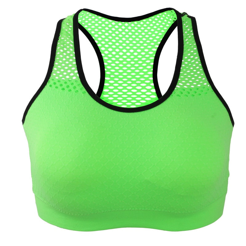 WANAYOU Breathable Sports Bra Women High Stretch Wire Free Padded Sports Top Seamless Fitness Vest Absorb Sweat Running Yoga Bra