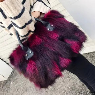 Luxry Real Fox Fur Women Handbags Genuine leather Newest Party Multicolour Bags Fox Fur Ladies Shoulder Bag Gift Crossbody bags