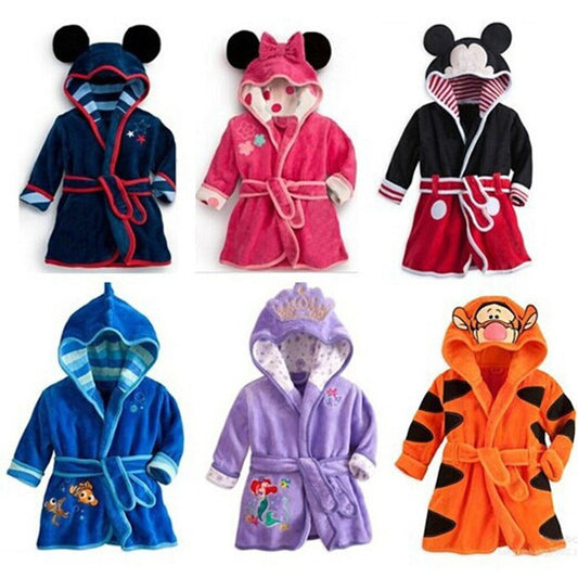 Boys And Girls Bathrobe Children's Cartoon Bathrobe Multi-Color Home Robe