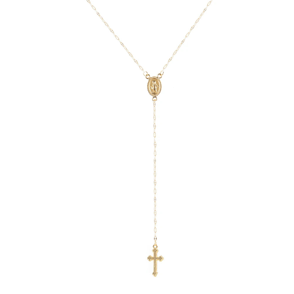 New Fashion Vintage Christian Cross Bohemia Religious Rosary Pendant Necklace For Women Charm Jewelry Gifts