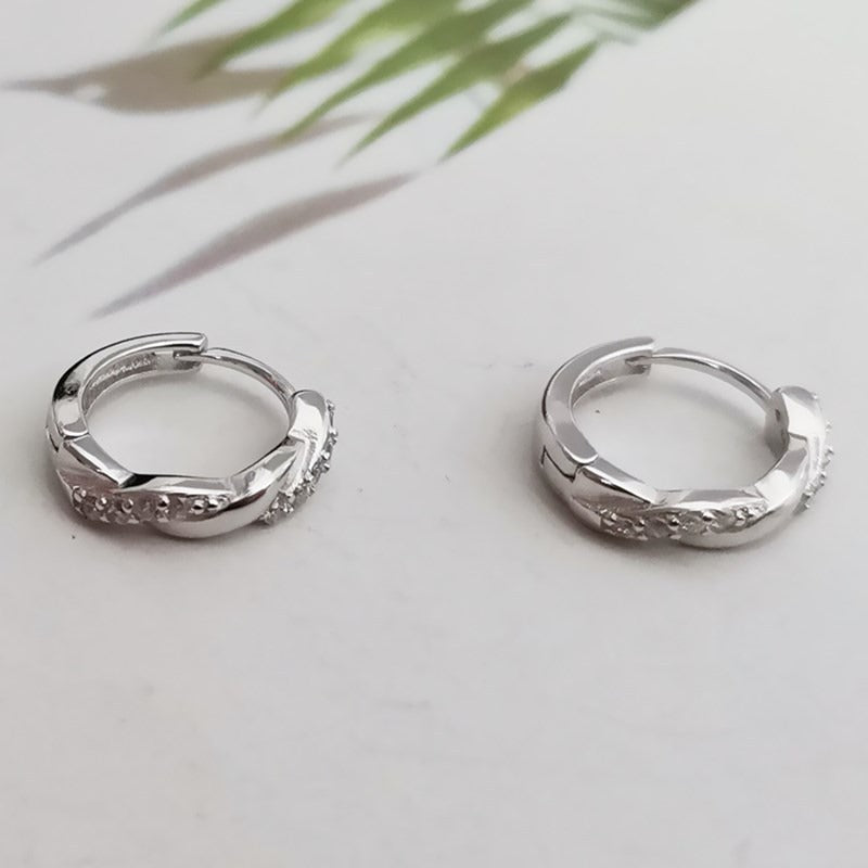 925 winding Fried Dough Twists ear ring with diamond wave shape Fried Dough Twists ear button S925 silver ear ring fashion earri