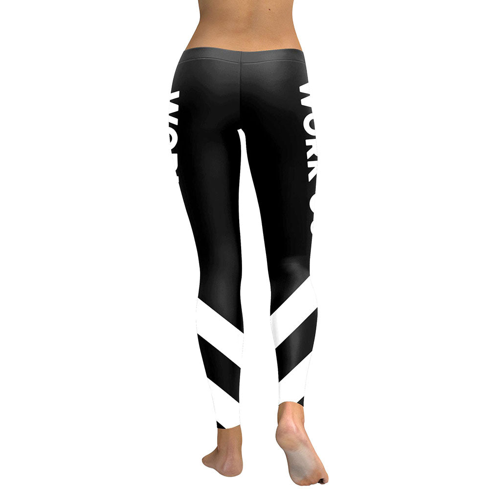 Slim New Striped  Women Leggings Workout Digital Print Fitness High Waist Leggin Black White Patchwork Legging Pant