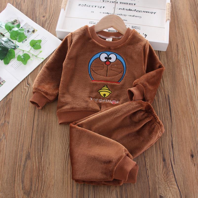 New Autumn Winter Baby Clothes Pajamas Sets Girls Pajamas Children Warm Flannel Fleece Catoon Bear Kids Sleepwear Home Suit 1-6Y