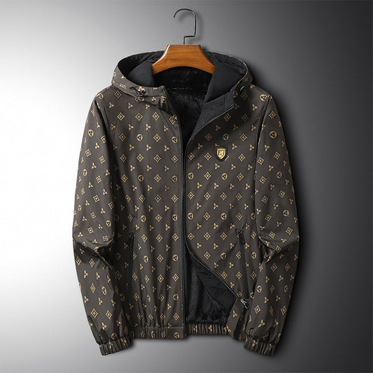 Men's hooded jacket, printed jacket, casual jacket, men's clothing