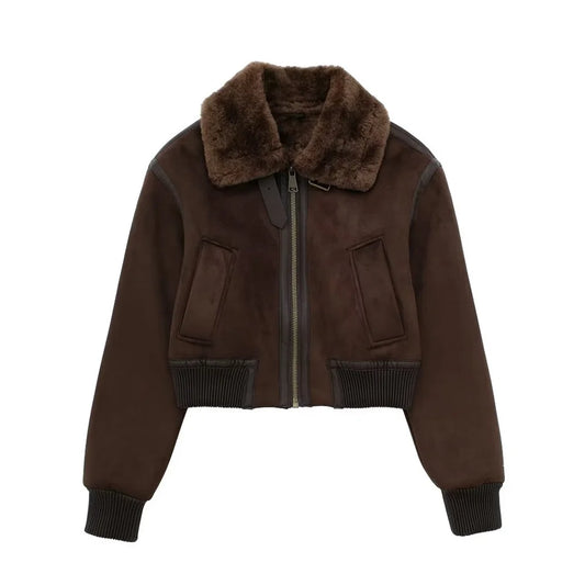 Fashionable solid color lapel loose double-sided jacket jacket