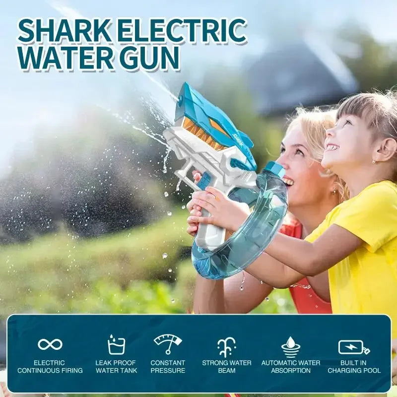 Electric High-Pressure Mechanical Shark Water Gun Large Capacity Fully Automatic Continuous Firing Water Gun, Water Play Toy Gun