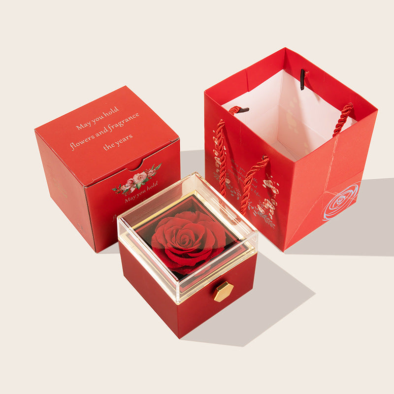 360° Flip Rose Gift Box Necklace Ring Gift Box For Women Girlfriend 2024 Hot Best Valentine Mother Day Birthday Gift Decoration