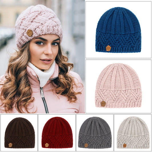 European and American retro style diamond grid coarse needle knitted hat for men and women, fashionable autumn and winter knitted hat