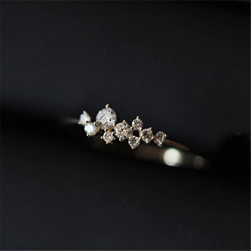 925 Sterling Silver Irregular Zircon Thin Ring Women Simple INS Korean Style Wedding Party Ring Fashion Jewelry Gift