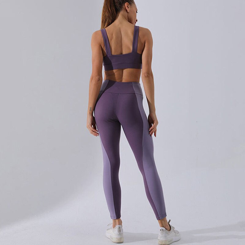 Women Sets Sports Fitness Ankle-length Leggings Anti Cellulite Tops Womens 2 Piece Set Elasticity Ladies Workout Clothes Soft