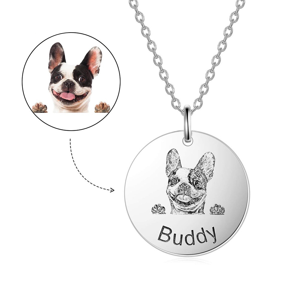 Personalized Pet Photo Necklace For Women Cute Cat Dog Birth Month Flowers Necklace Custom Animal Stainless Steel Jewelry Gift