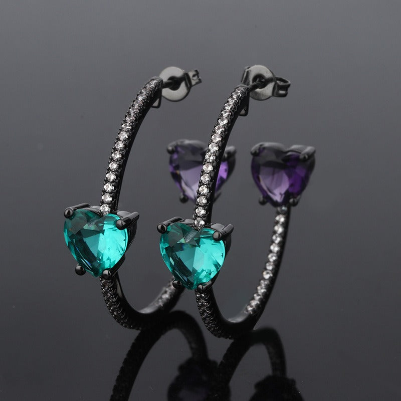 Heart shaped zircon heart earrings