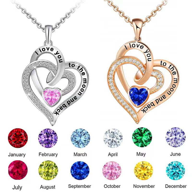 Heart-shaped pendant with engraving and diamond clavicle necklace