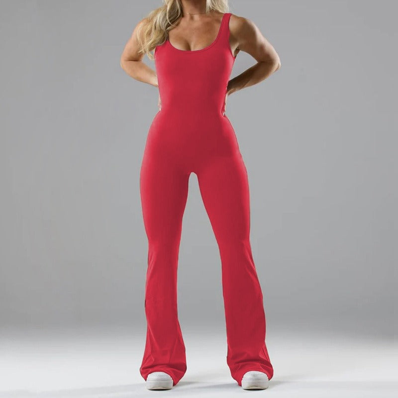 Fashionable tight yoga jumpsuit, casual hollowed out seamless sports slim fit jumpsuit for women