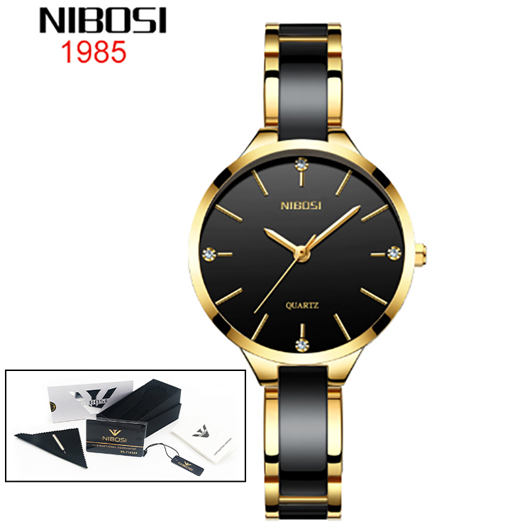 NIBOSI Luxury Ceramic Bracelet Watches Ladies Creative Quartz Watch For Women Female Clock Relogio Feminino Montre Femme 2330