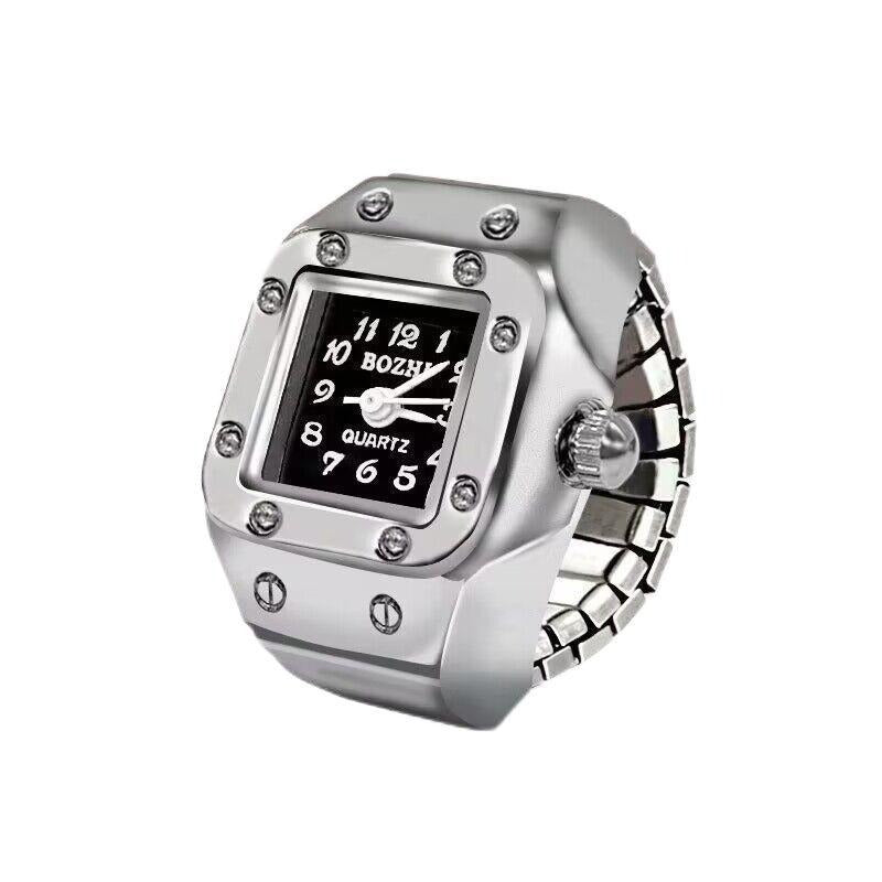 Fashionable and Creative Simple Elastic Square Steel Ring Watch