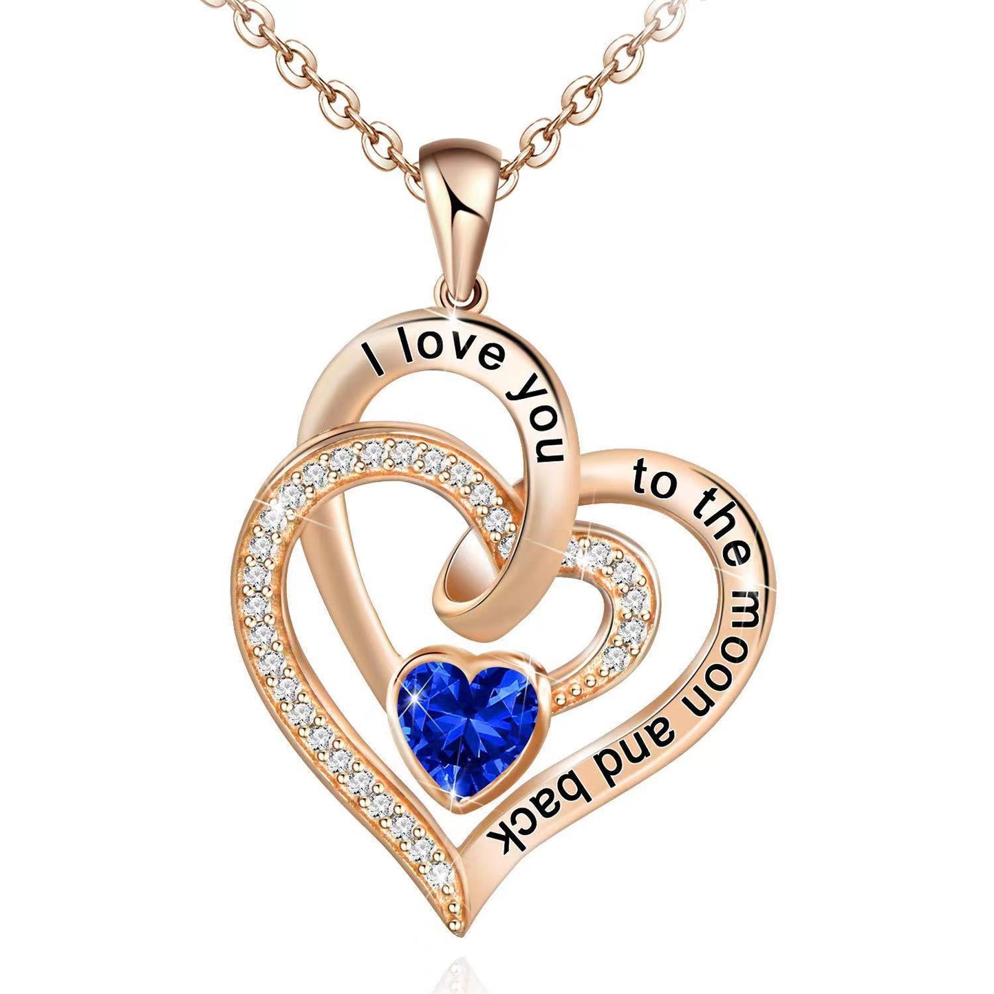 Heart-shaped pendant with engraving and diamond clavicle necklace