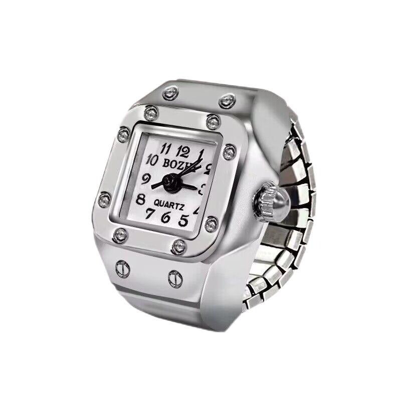 Fashionable and Creative Simple Elastic Square Steel Ring Watch