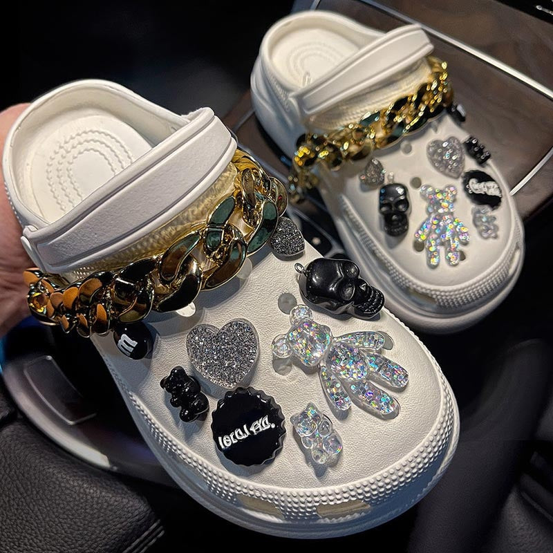 Trendy Rhinestone Croc Charms Designer DIY Quality Women Shoes Charms for JIBS Anime Chain Clogs Buckle Kids Boys Girls Gifts